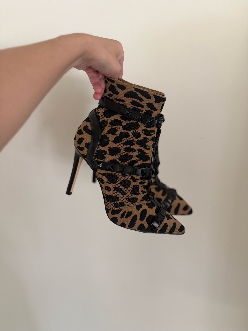 Jessica Simpson Leopard Print Stiletto Ankle Boots - Brown/Black